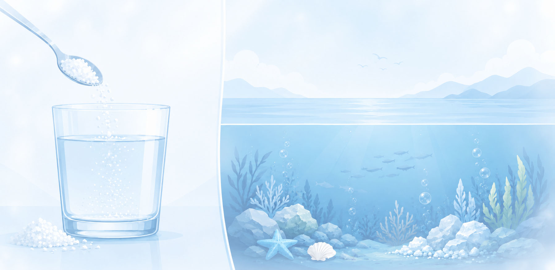 Por qué no es lo mismo agua con sal que agua de mar